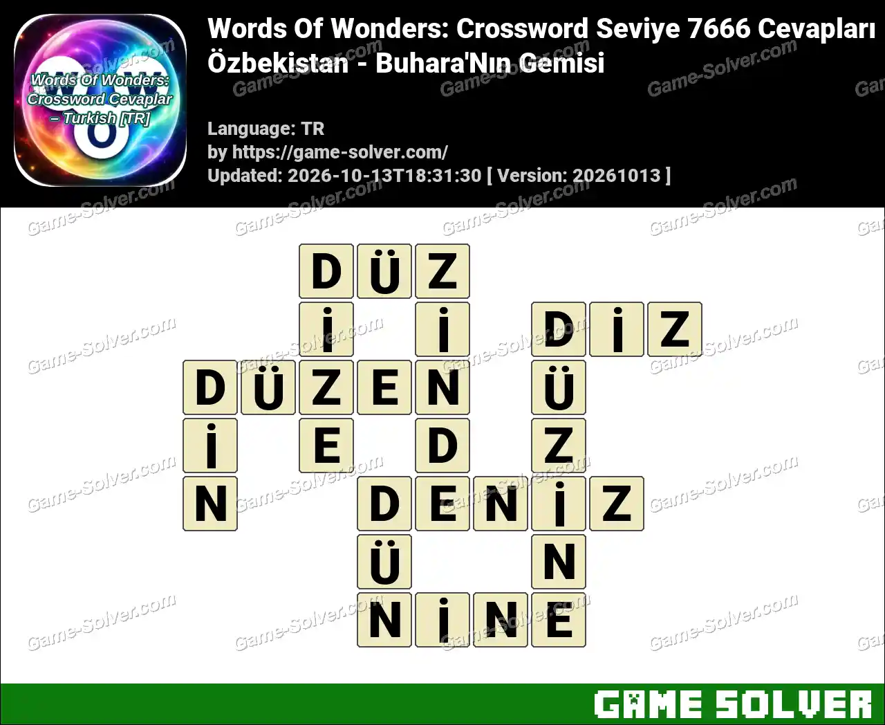 Words Of Wonders: Crossword Seviye 7666 Cevapları – Özbekistan – Buhara’Nın Gemisi